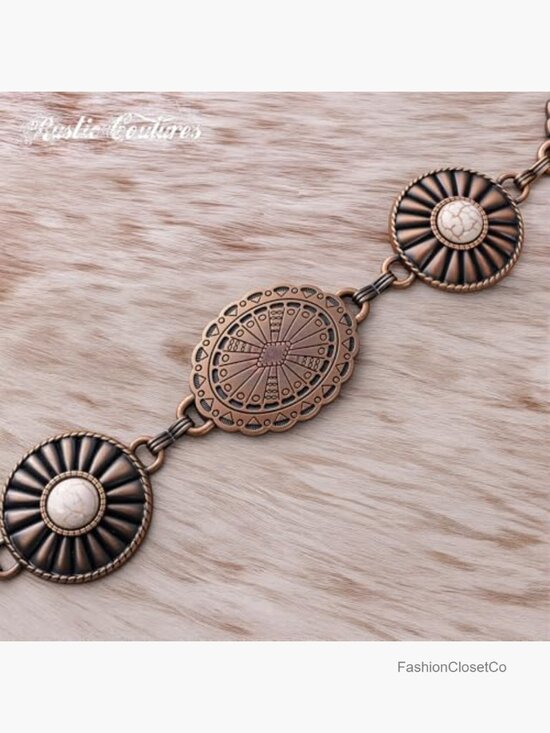 Large Western Concho Metal Chain Belt Adjustable Lobster Claw